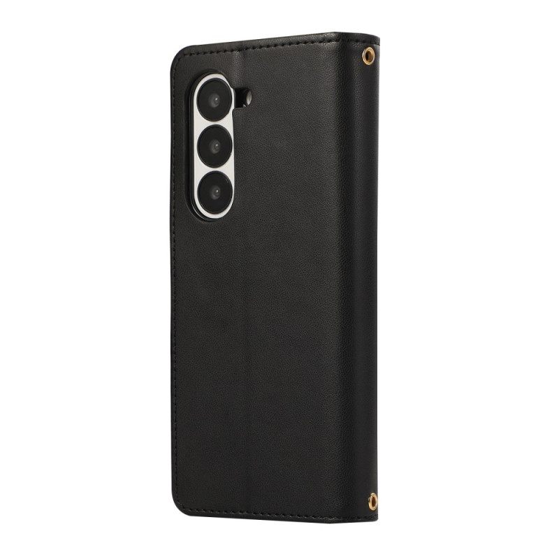 Δερματινη Θηκη Samsung Galaxy Z Fold 7 Καπιτονέ Με Λουρί Σιλικόνης