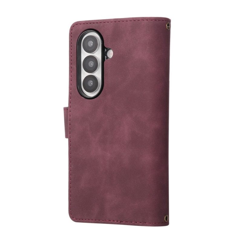 Δερματινη Θηκη Samsung Galaxy Z Fold 7 Πορτοφόλι Με Εφέ Σουέτ Και Ιμάντα Ώμου