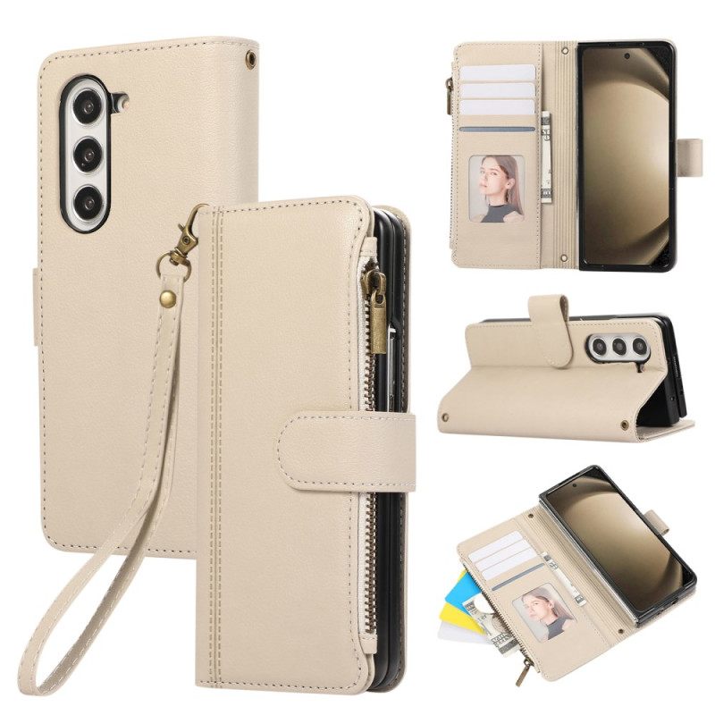 Δερματινη Θηκη Samsung Galaxy Z Fold 7 Πορτοφόλι Με Λουρί Σιλικόνης