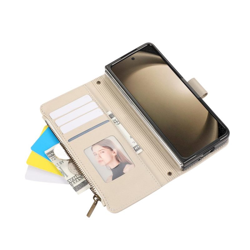 Δερματινη Θηκη Samsung Galaxy Z Fold 7 Πορτοφόλι Με Λουρί Σιλικόνης