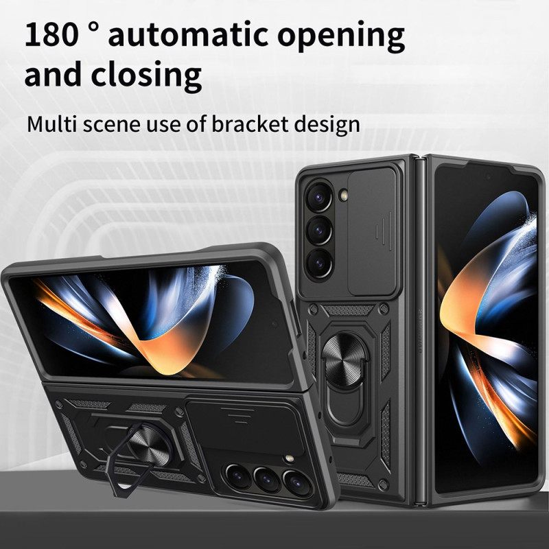 Κάλυμμα Samsung Galaxy Z Fold 7 Βάση Δαχτυλιδιού Και Συρόμενο Κάλυμμα Κάμερας Σιλικόνης