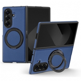 Κάλυμμα Samsung Galaxy Z Fold 7 Δερμάτινη Θήκη Magsafe Με Περιστρεφόμενο Δακτύλιο Σιλικόνης