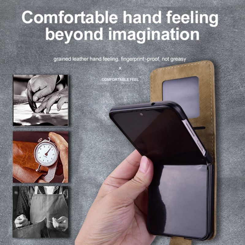 Δερματινη Θηκη Samsung Galaxy Z Flip 7 Fe Θήκη Για Κάρτες Με Σκηνή Γάτας