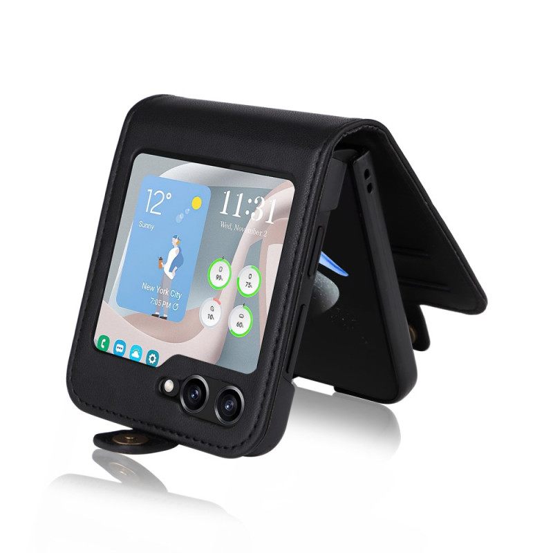 Δερματινη Θηκη Samsung Galaxy Z Flip 7 Fe Θήκη Καρτών Και Κούμπωμα