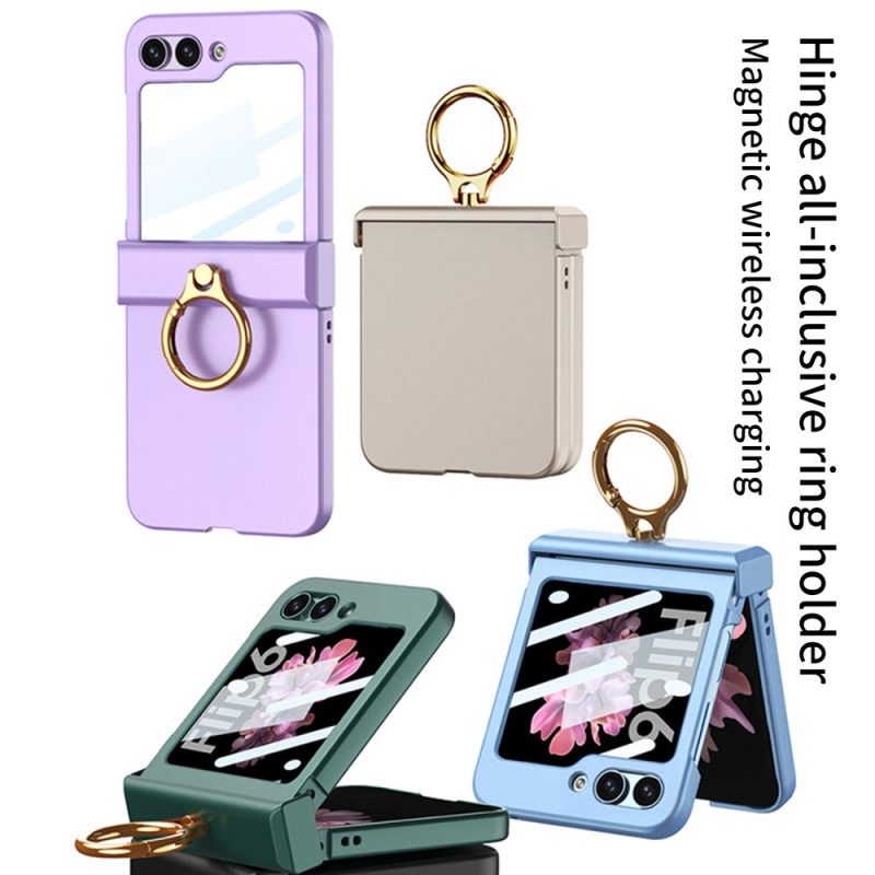 Κάλυμμα Samsung Galaxy Z Flip 7 Fe Βάση Δαχτυλιδιού Και Προστατευτικό Οθόνης Από Σκληρυμένο Γυαλί Gkk Σιλικόνης