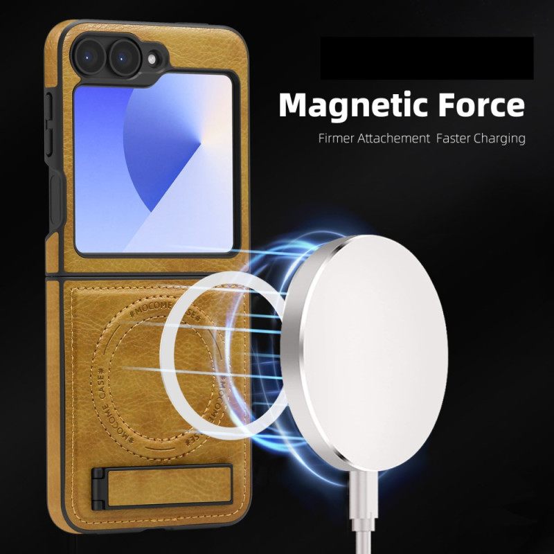 Κάλυμμα Samsung Galaxy Z Flip 7 Fe Βάση Δερμάτινης Βάσης Magsafe Συμβατή Με Εφέ