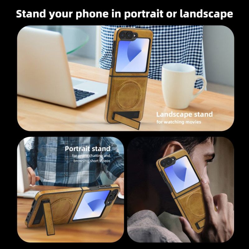 Κάλυμμα Samsung Galaxy Z Flip 7 Fe Βάση Δερμάτινης Βάσης Magsafe Συμβατή Με Εφέ