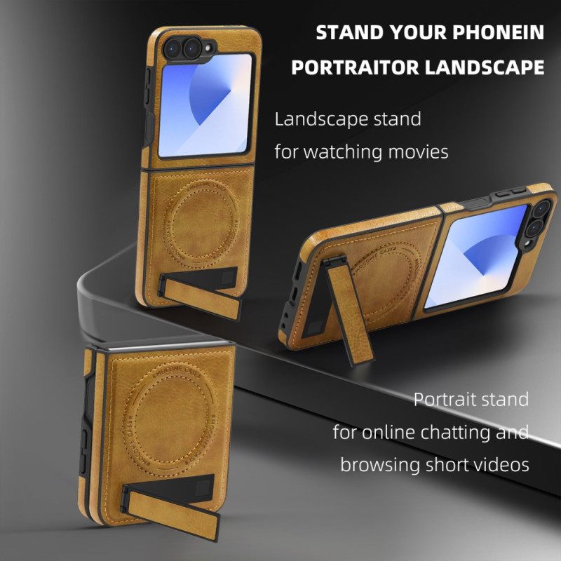 Κάλυμμα Samsung Galaxy Z Flip 7 Fe Βάση Δερμάτινης Βάσης Magsafe Συμβατή Με Εφέ