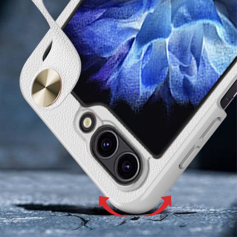 Κάλυμμα Samsung Galaxy Z Flip 7 Fe Εξαιρετικά Λεπτό Δερμάτινο Λουράκι Gkk