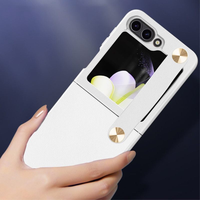 Κάλυμμα Samsung Galaxy Z Flip 7 Fe Εξαιρετικά Λεπτό Δερμάτινο Λουράκι Gkk