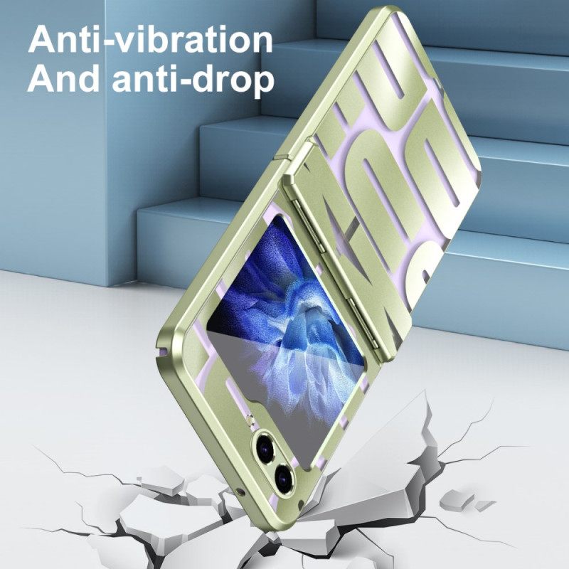 Κάλυμμα Samsung Galaxy Z Flip 7 Fe Γράμματα Με Μεμβράνη Από Σκληρυμένο Γυαλί Σιλικόνης