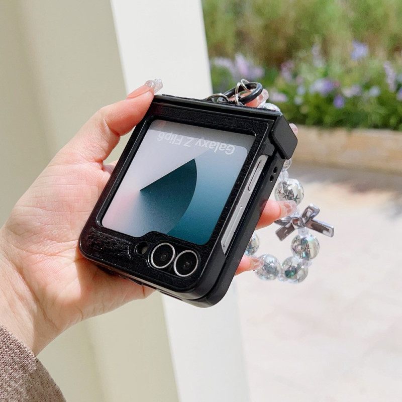 Κάλυμμα Samsung Galaxy Z Flip 7 Fe Λουράκι Καρπού Από Τεχνητό Δέρμα Και Πρωτότυπο