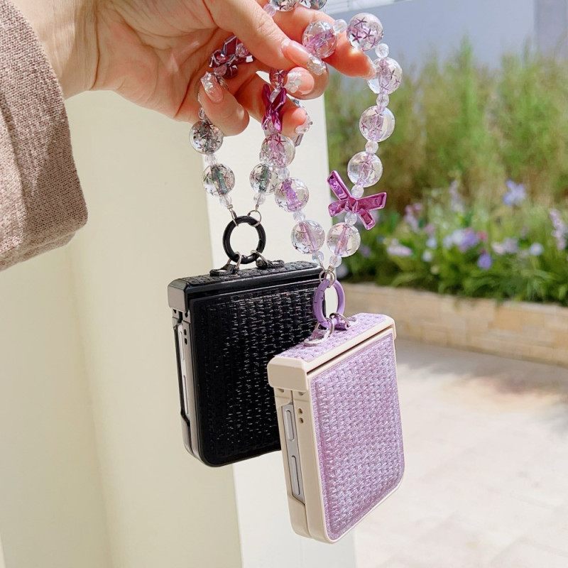 Κάλυμμα Samsung Galaxy Z Flip 7 Fe Λουράκι Καρπού Από Τεχνητό Δέρμα Και Πρωτότυπο