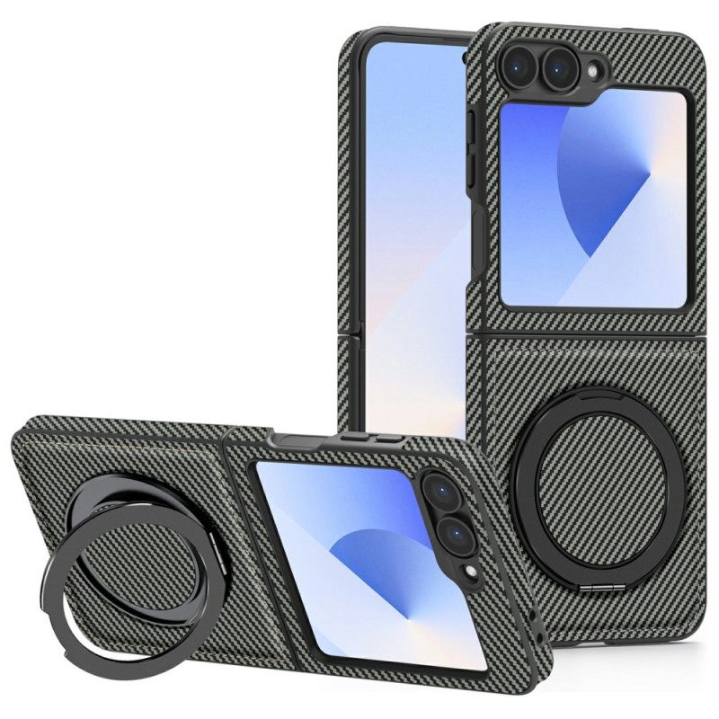 Κάλυμμα Samsung Galaxy Z Flip 7 Fe Μαγνητική Ίνα Άνθρακα Και Βάση Σιλικόνης