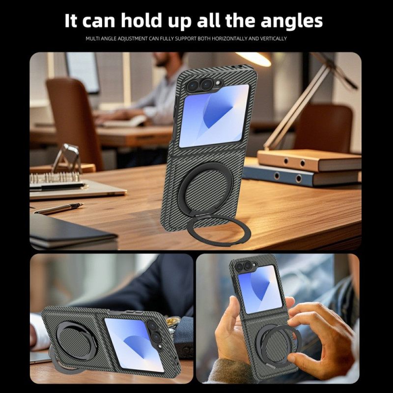 Κάλυμμα Samsung Galaxy Z Flip 7 Fe Μαγνητική Ίνα Άνθρακα Και Βάση Σιλικόνης