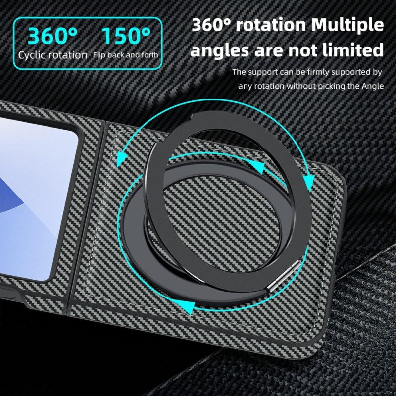 Κάλυμμα Samsung Galaxy Z Flip 7 Fe Μαγνητική Ίνα Άνθρακα Και Βάση Σιλικόνης