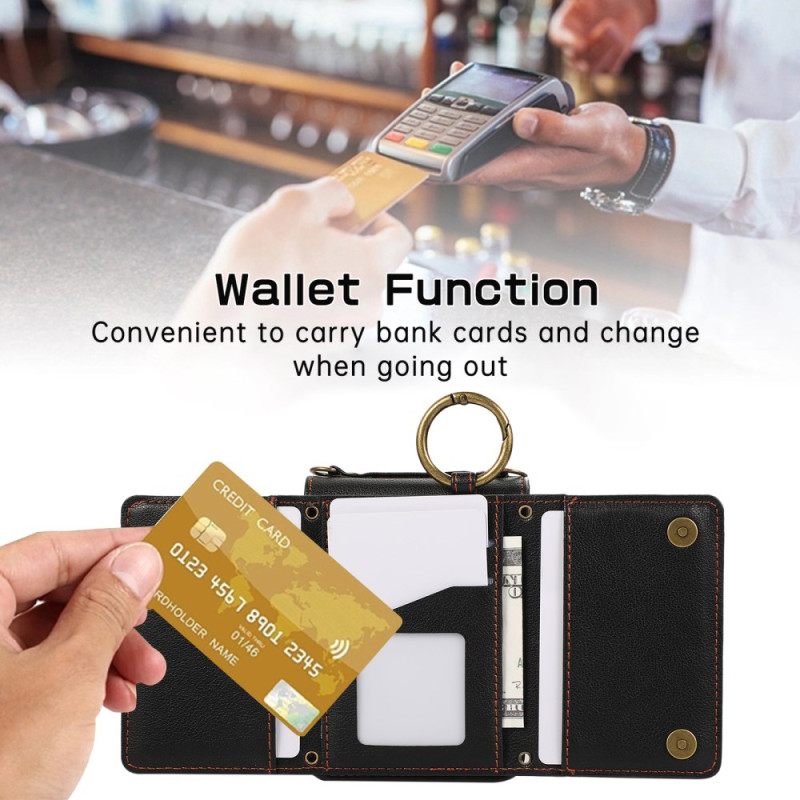 Κάλυμμα Samsung Galaxy Z Flip 7 Fe Πορτοφόλι Με Φερμουάρ Και Ιμάντας Ώμου Σιλικόνης