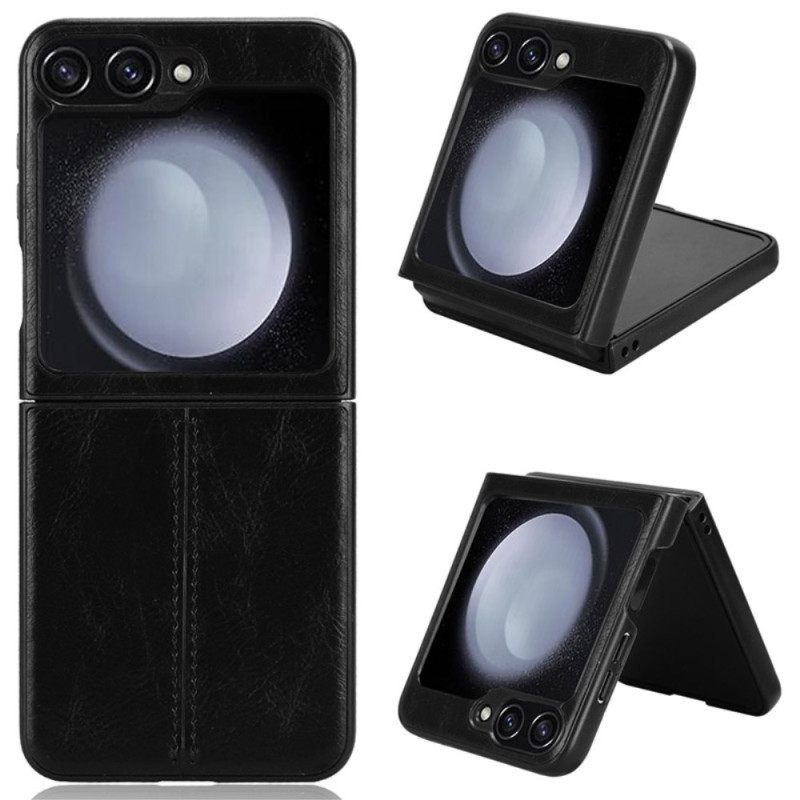 Κάλυμμα Samsung Galaxy Z Flip 7 Fe Ραφή Από Τεχνητό Δέρμα Σιλικόνης