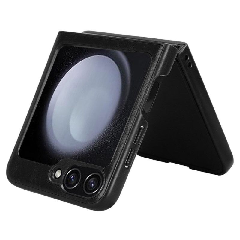 Κάλυμμα Samsung Galaxy Z Flip 7 Fe Ραφή Από Τεχνητό Δέρμα Σιλικόνης