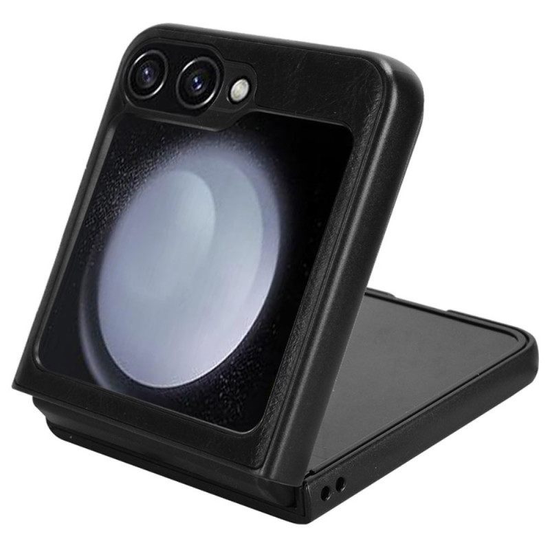 Κάλυμμα Samsung Galaxy Z Flip 7 Fe Ραφή Από Τεχνητό Δέρμα Σιλικόνης