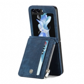 Κάλυμμα Samsung Galaxy Z Flip 7 Fe Ρετρό Βάση Και Θήκη Καρτών Με Φερμουάρ Σιλικόνης