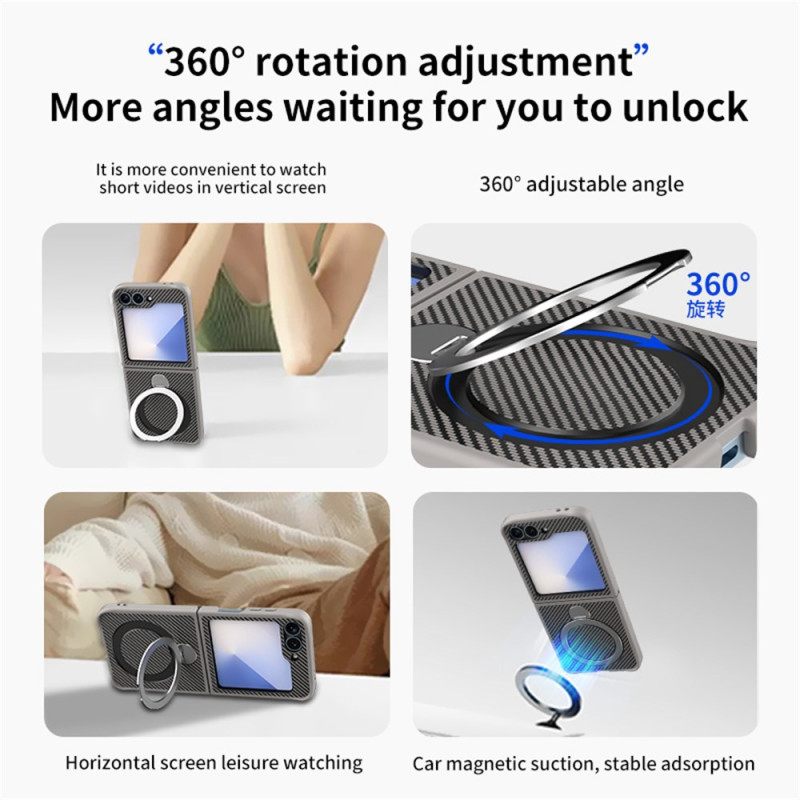 Κάλυμμα Samsung Galaxy Z Flip 7 Fe Σχεδιασμός Από Ίνες Άνθρακα Με Μαγνητική Βάση