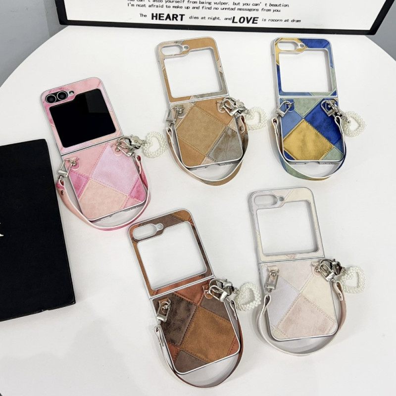 Κάλυμμα Samsung Galaxy Z Flip 7 Fe Σχέδιο Διαμαντιού Με Λουράκι