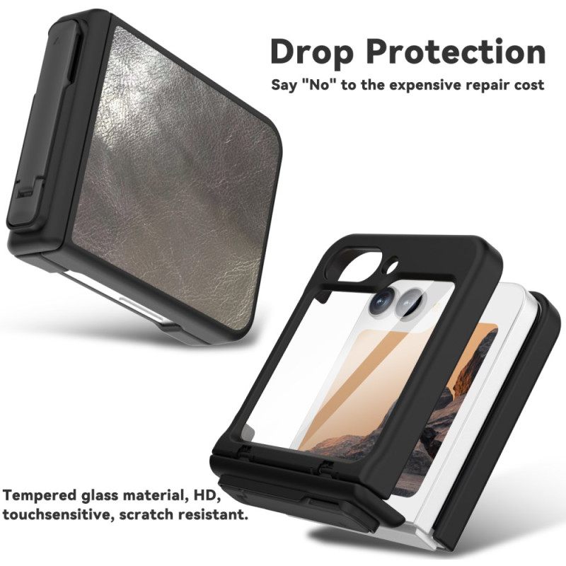 Κάλυμμα Samsung Galaxy Z Flip 7 Fe Θήκες Κινητών Δερμάτινο Εφέ Με Βάση