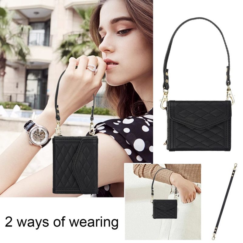 Κάλυμμα Samsung Galaxy Z Flip 7 Fe Θήκη Κάρτας Λουράκι Ώμου Και Κορδόνι