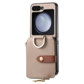 Κάλυμμα Samsung Galaxy Z Flip 7 Fe Τσέπη Με Φερμουάρ Και Θήκη Δαχτυλιδιού Σιλικόνης