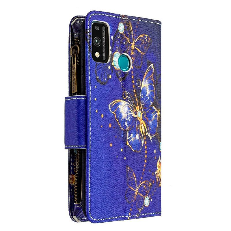 δερματινη θηκη Honor 9X Lite Τσέπη Με Φερμουάρ Πεταλούδες