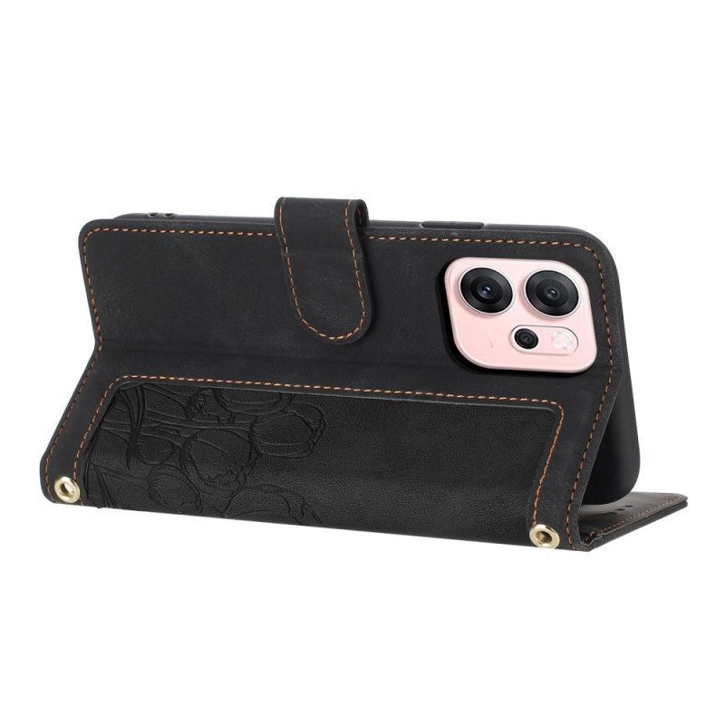 Δερματινη Θηκη Oppo Reno 14f 5g Λουλουδάτο Εφέ Σουέτ