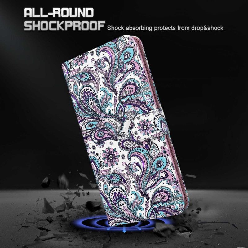 Δερματινη Θηκη Samsung Galaxy S24 5g Μοτίβο Paisley Με Λουράκι
