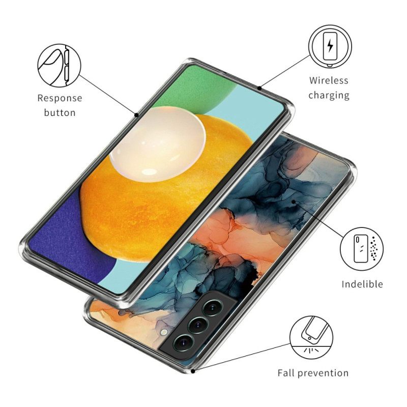 Κάλυμμα Samsung Galaxy S24 5g Θήκες Κινητών Πορτοκαλί Αφηρημένο Μαρμάρινο Σχέδιο