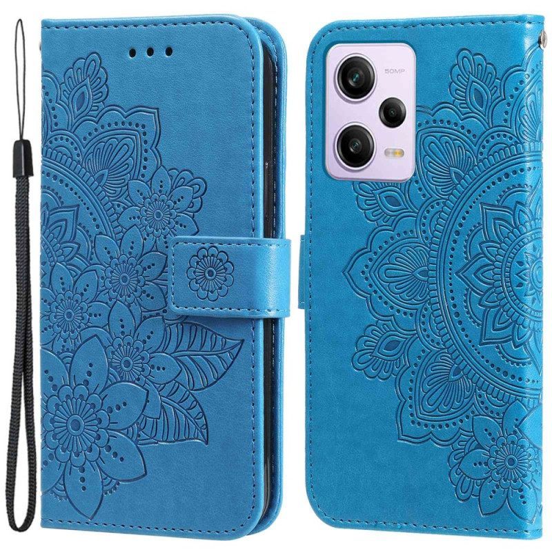 δερματινη θηκη Xiaomi Redmi Note 12 Pro με κορδονι Λουλούδι Mandala Με Λουράκι