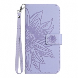 Θήκη Flip Xiaomi Redmi Note 12 Pro με κορδονι Strappy Sunflower