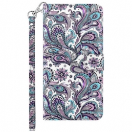 δερματινη θηκη Samsung Galaxy S23 5G με κορδονι Strappy Paisley Pattern