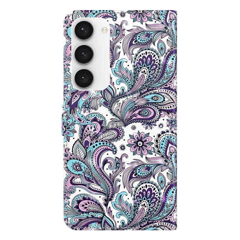 δερματινη θηκη Samsung Galaxy S23 5G με κορδονι Strappy Paisley Pattern