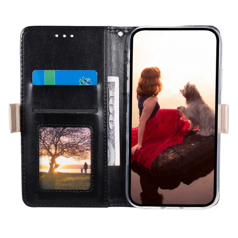 Θήκη Flip Samsung Galaxy S23 5G με κορδονι Πορτοφόλι Με Λουράκι Με Δαντέλα