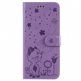 δερματινη θηκη Samsung Galaxy S23 Ultra 5G με κορδονι Strappy Cat And Bees