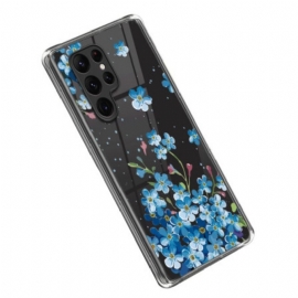 θηκη κινητου Samsung Galaxy S23 Ultra 5G Μπλε Λουλούδια