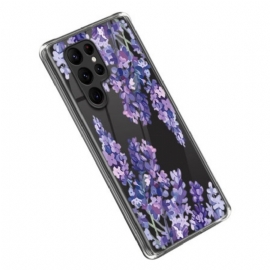 Θήκη Samsung Galaxy S23 Ultra 5G Άνευ Ραφής Μωβ Λουλούδια