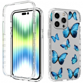 Θήκη iPhone 14 Pro Max Ενισχυμένες Μπλε Πεταλούδες