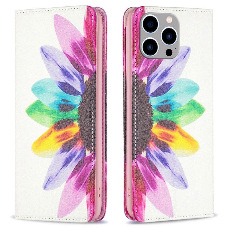 θηκη κινητου iPhone 14 Pro Max Θήκη Flip Λουλούδι Ακουαρέλας