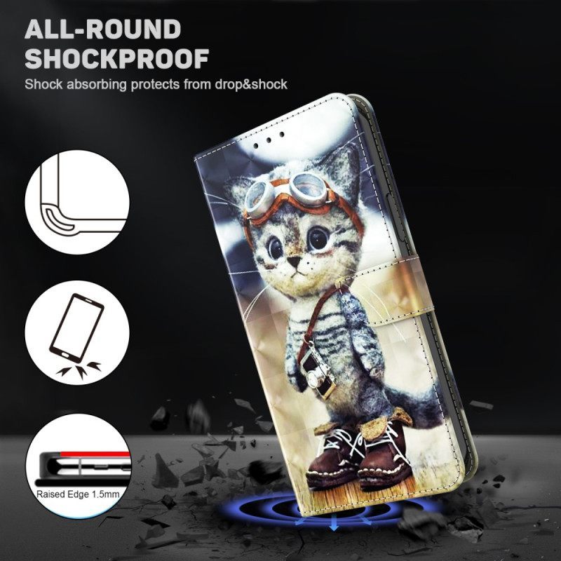 Κάλυμμα iPhone 15 Pro με κορδονι Aviator Cat Με Λουράκι