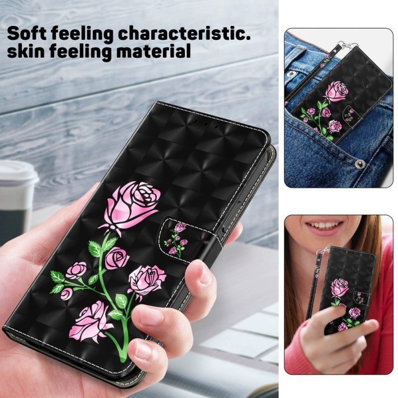 Κάλυμμα iPhone 15 Pro με κορδονι Τριαντάφυλλα Με Λουρί