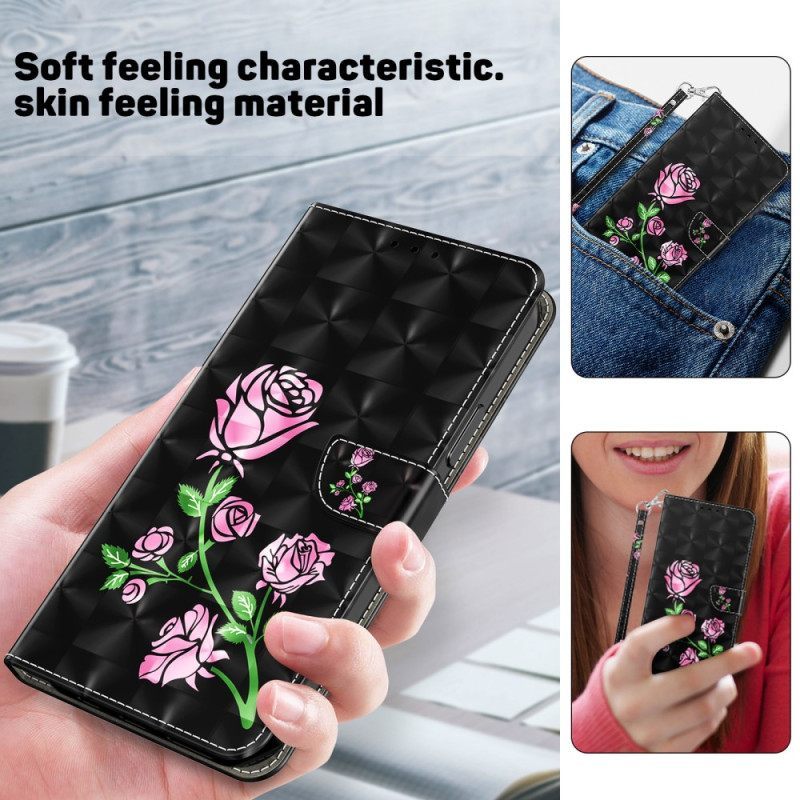 Κάλυμμα iPhone 15 Pro με κορδονι Τριαντάφυλλα Με Λουρί