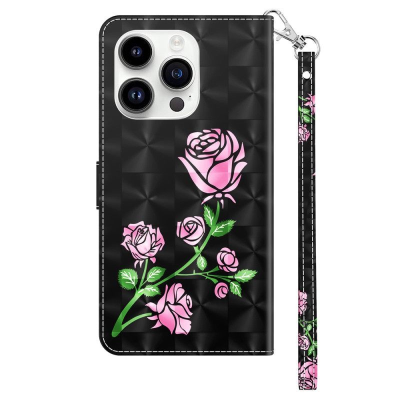 Κάλυμμα iPhone 15 Pro με κορδονι Τριαντάφυλλα Με Λουρί