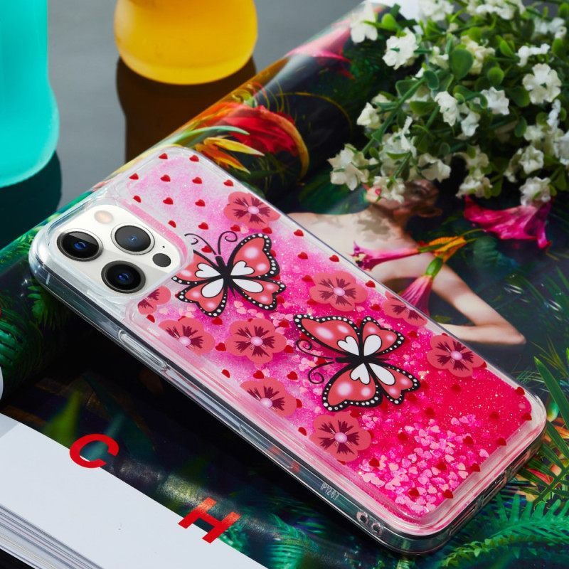 θηκη κινητου iPhone 15 Pro Πεταλούδες Glitter