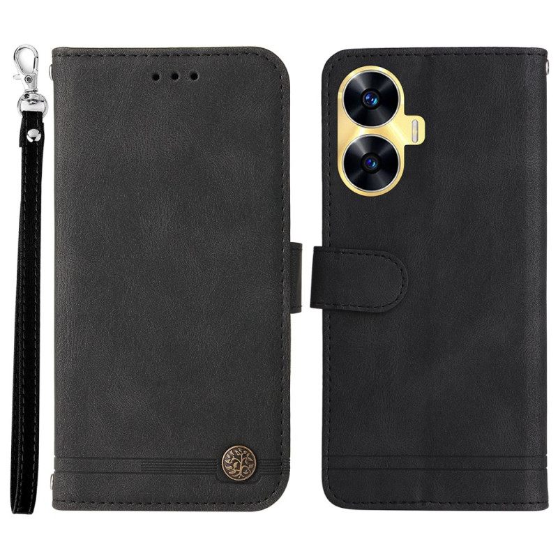 Δερματινη Θηκη Realme C55 Διακοσμητικό Πριτσίνι Με Εφέ Σουέτ